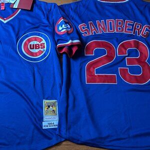 1980s CHICAGO CUBS RYNE SANDBERG Men's JERSEY M,L,XL,2X by Mitchell & Ness